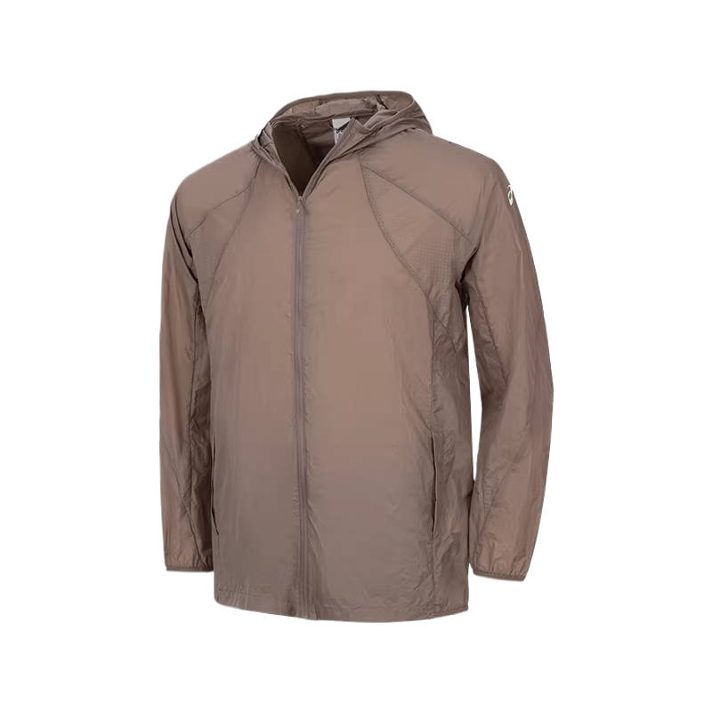 ASICS Jackets Men's Gray Brown Hooded Non Detachable Moderate Other
