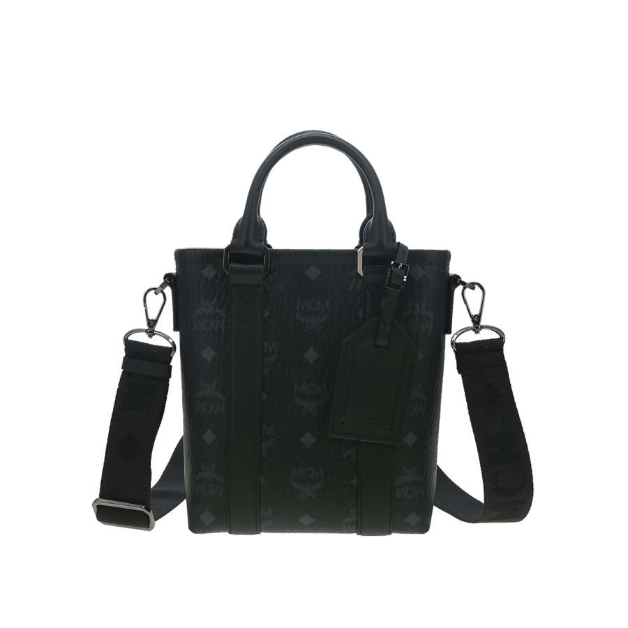MCM Aren Visetos Artificial Leather Crossbody Handbag Mini Women's Black