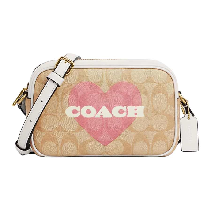 COACH Jamie Artificial Leather Shoulder Bag, Crossbody Bag Small Women's Khaki & Pink