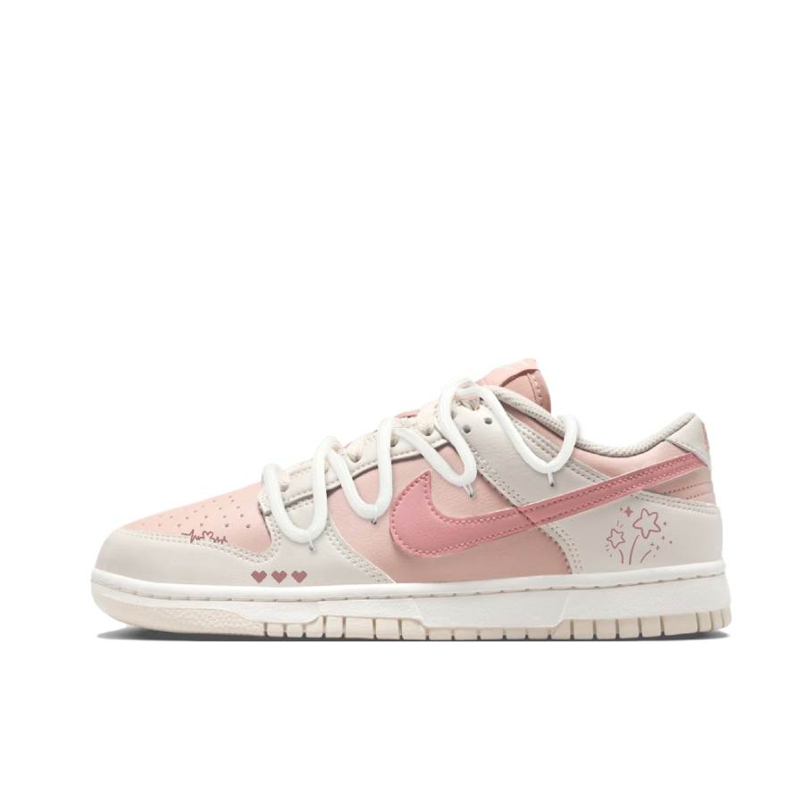 Nike Nike Dunk Pink Mist Star Abrasion Resistant Slip Resistant Low top Skateboard Shoes Unisex Beige Pink