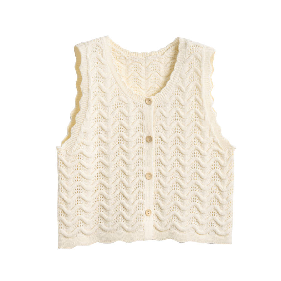 Tonlion Knitwear Women's Beige Apricot Crew Neck Moderate Cardigan