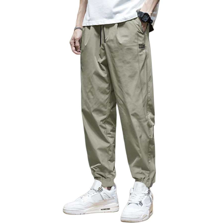 Tonlion Casual Pants Men's Light Green Thin Cuffed Pants