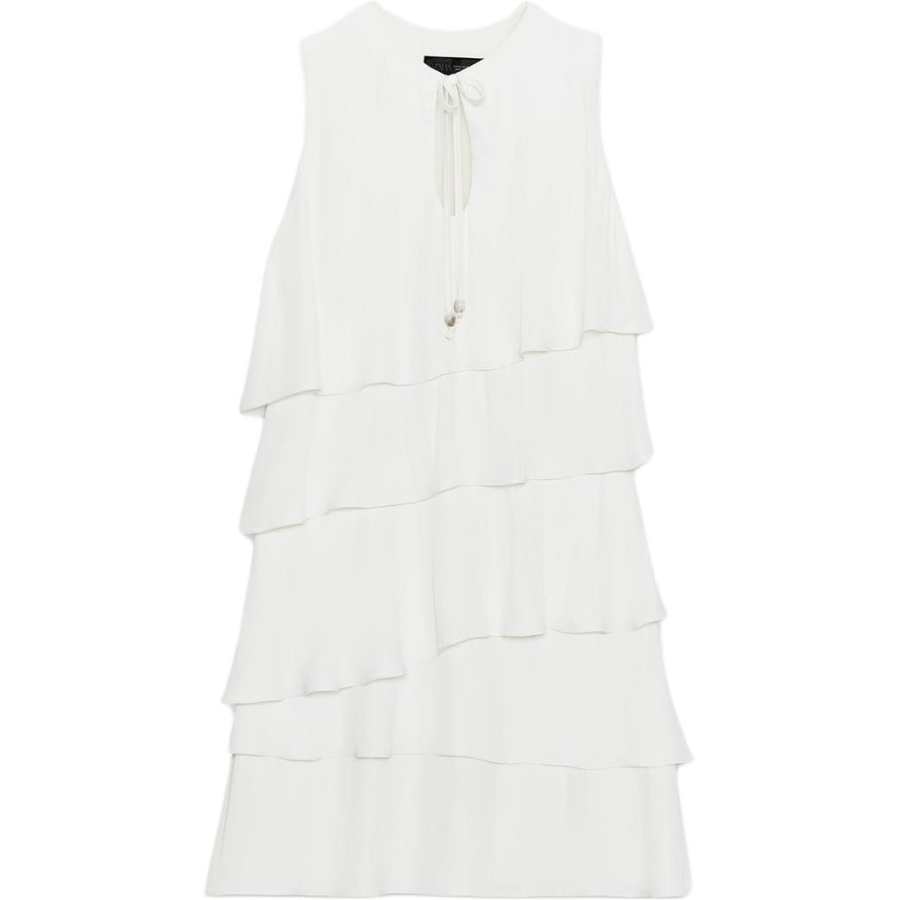 ZARA Sleeveless Dresses Women's White Moderate Short Skirt