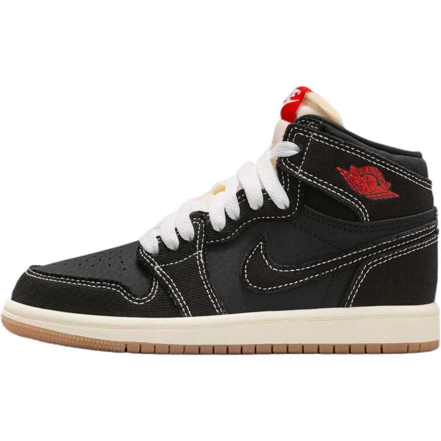 Jordan Jordan Air Jordan 1 High top Children's Basketball Shoes Black Red Children Aged 3 7 Years Old