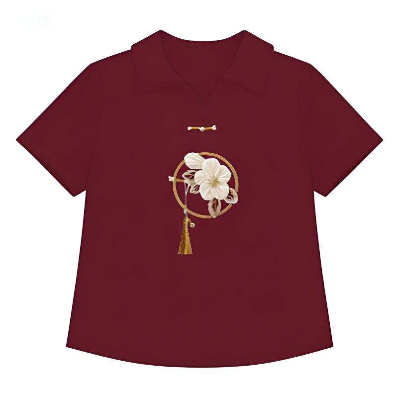 DUSHE Polo Shirts Women's Polo Collar Thin Straight Fit