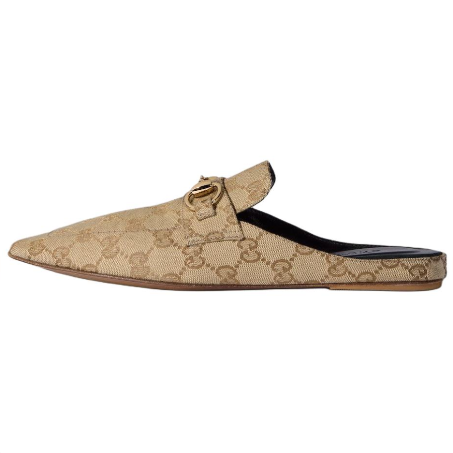 GUCCI Horsebit Closed Toe Slippers Women's Brown