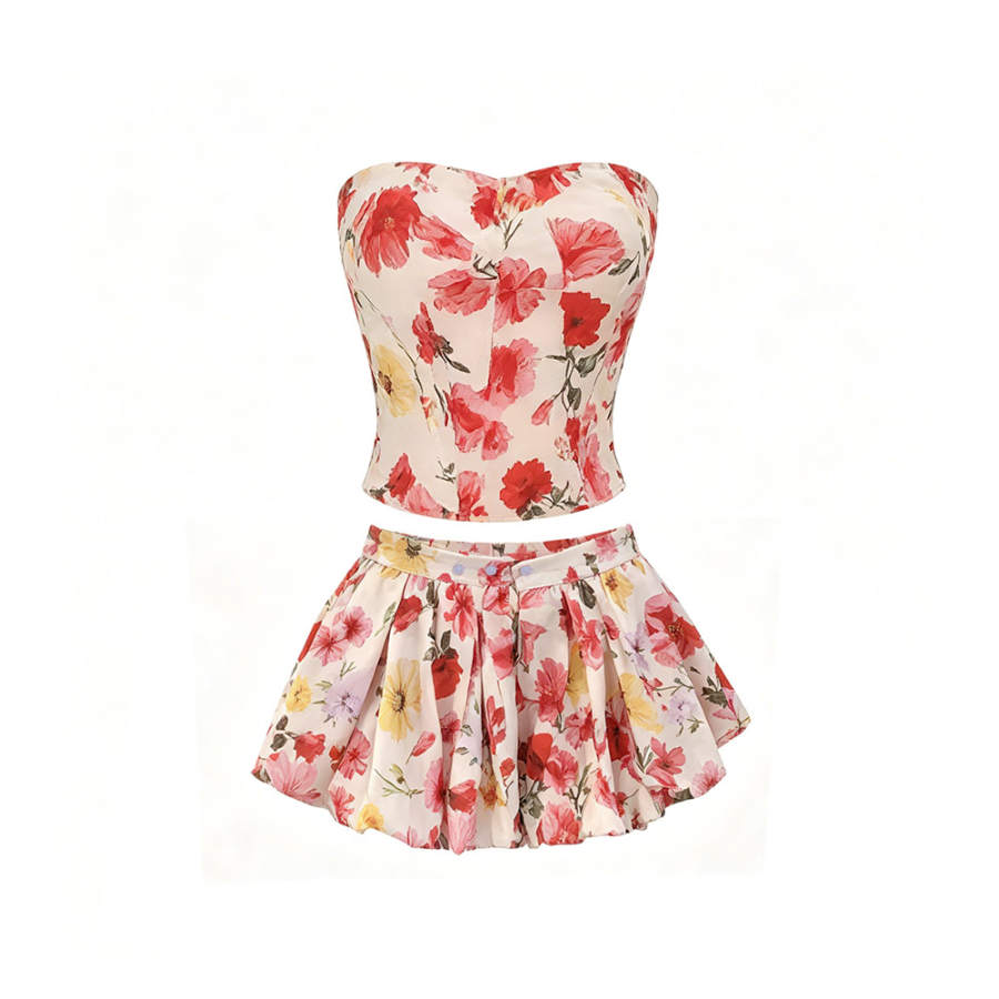TUSHIFEI Two Piece Skirt Sets Women's Boat Neck Moderate Short