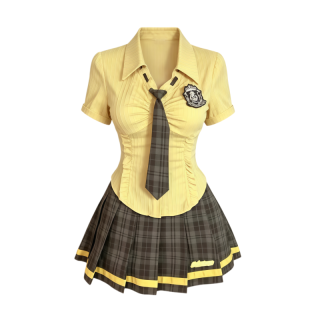 Dear Zhazha Two Piece Skirt Sets Women's Polo Collar Thin Short