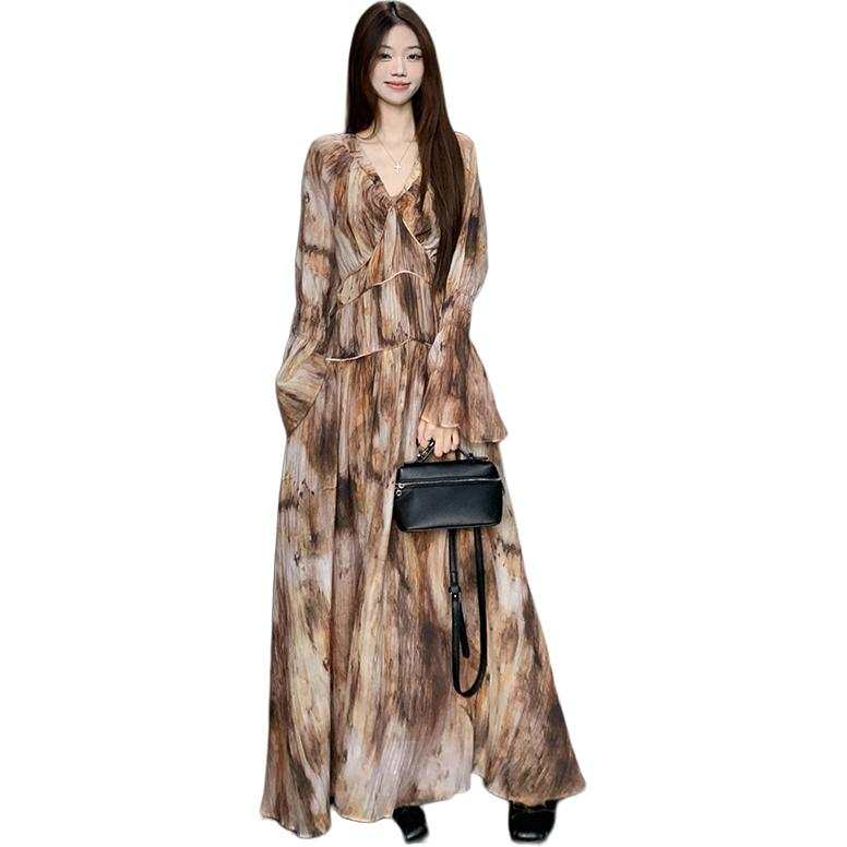 JBBCN Two Piece Skirt Sets Women's V Neck Thin Long