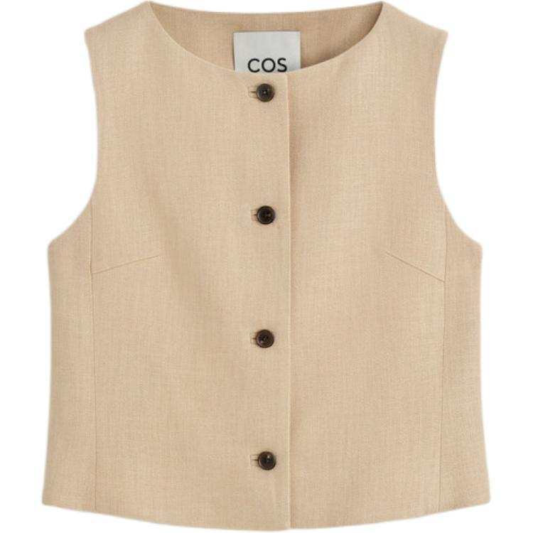 COS COS Vests Women's Beige Thin Knitted Fabric