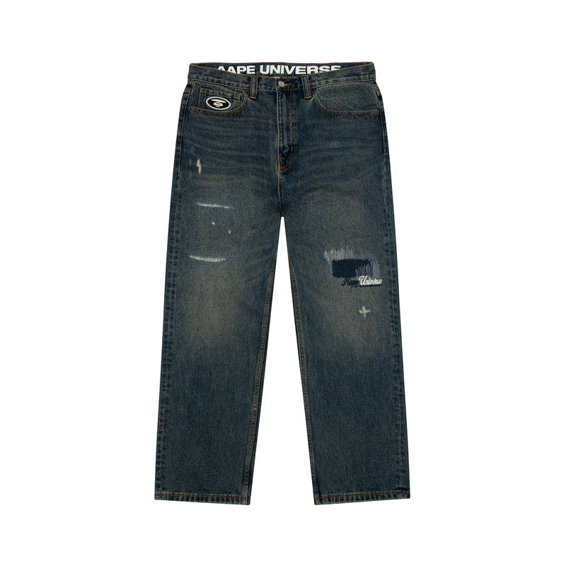 Aape Jeans Men's Blue BLX Moderate Straight Fit Pants