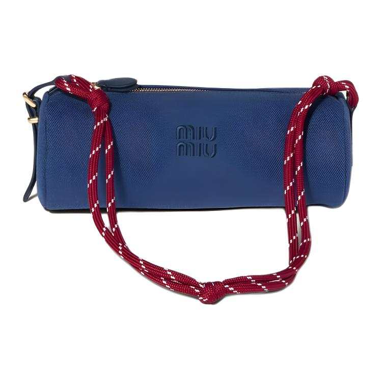 MIU MIU Fabric Pen Holder Bag Women's Indigo & Spinach Red