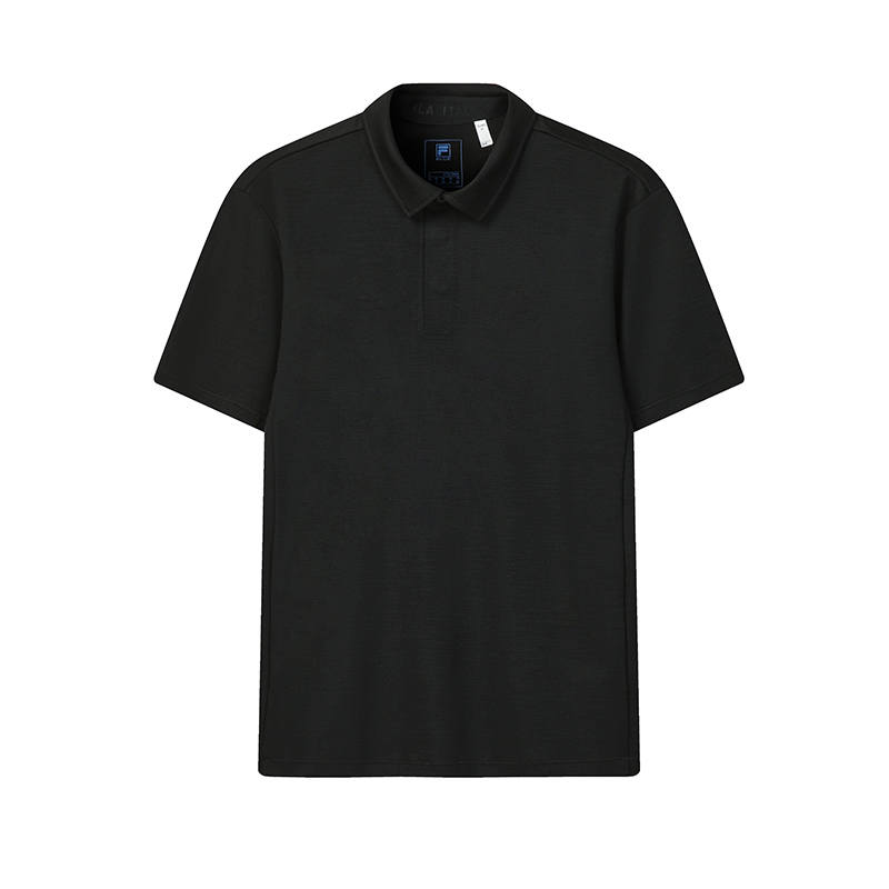 FILA BLUE Polo Shirts Men's Jet Black Polo Collar Moderate Straight Fit