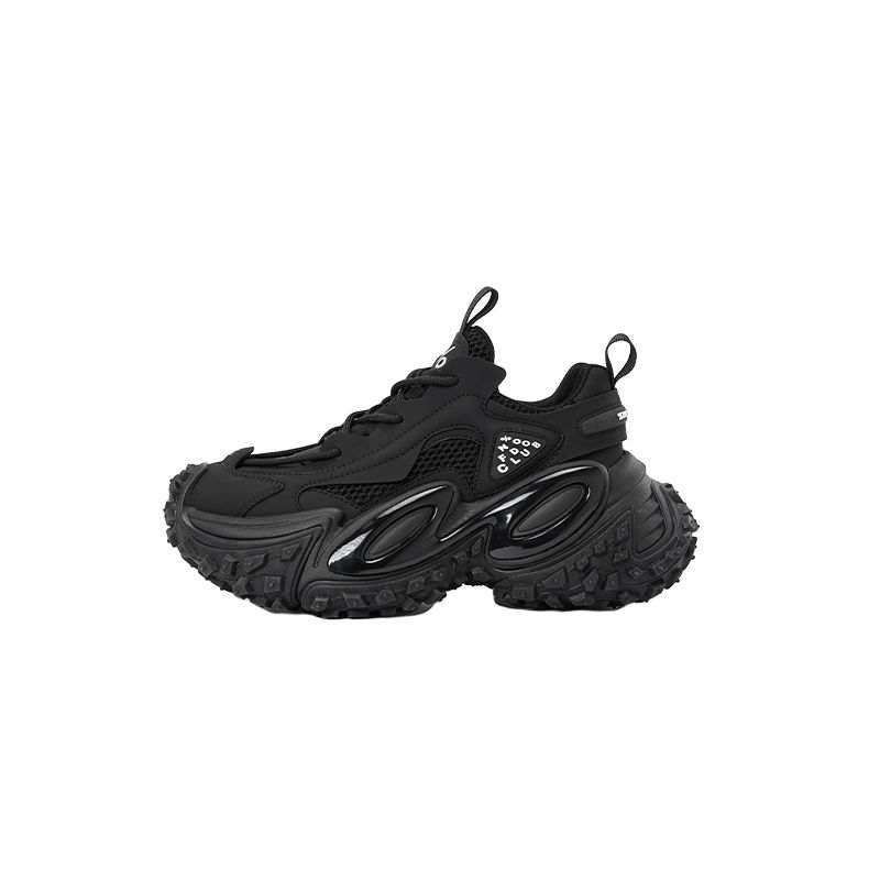 BAIFENHAO Slip Resistant, Abrasion Resistant, Height Increasing Low top Chunky Sneakers Unisex Black