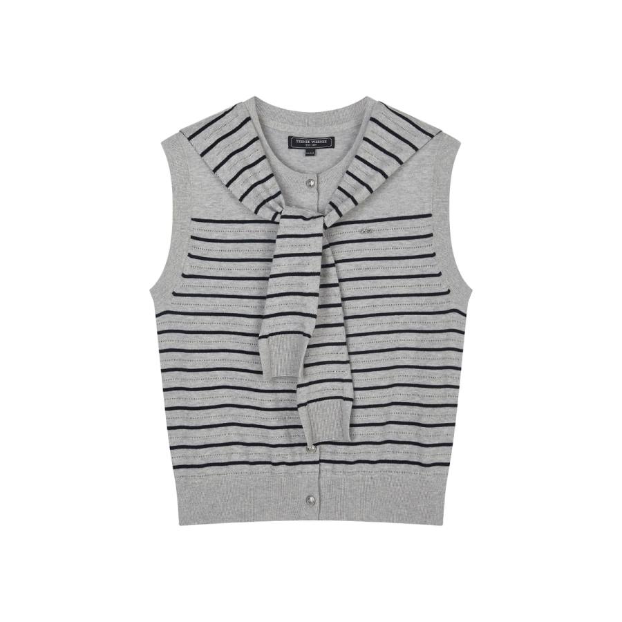 Teenie Weenie Knitwear Women's Gray Crew Neck Moderate Cardigan