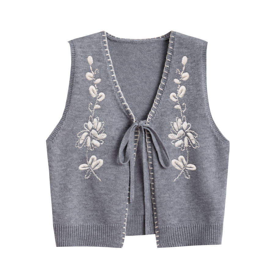 Tonlion Knitwear Women's Medium Heather Gray V Neck Moderate Cardigan