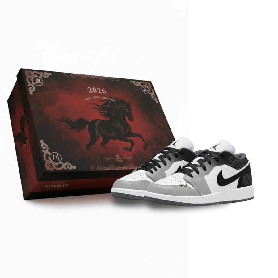 Jordan Jordan Air Jordan 1 Ink Swift Horse Slip Resistant Abrasion Resistant Low top Children's Basketball Shoes Black Gray