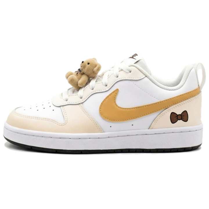 Nike Nike Court Borough Pudding Bear Leather Lightweight Breathable Low top Casual Skate Shoes Women's Milk White Warm Brown