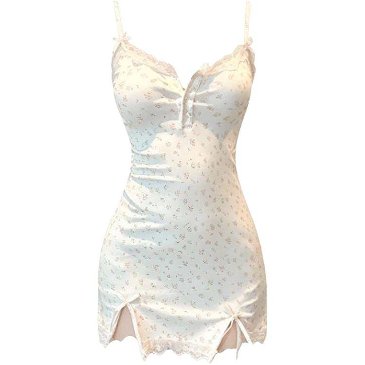 DUSHE Slip Dresses Women's Pink Tea Color With Pad V Neck Thin Short