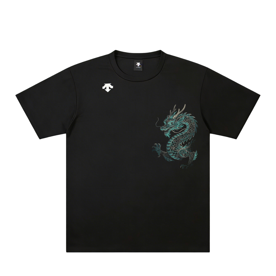DESCENTE T Shirts Unisex Black/Blk Crew Neck Moderate Straight Fit