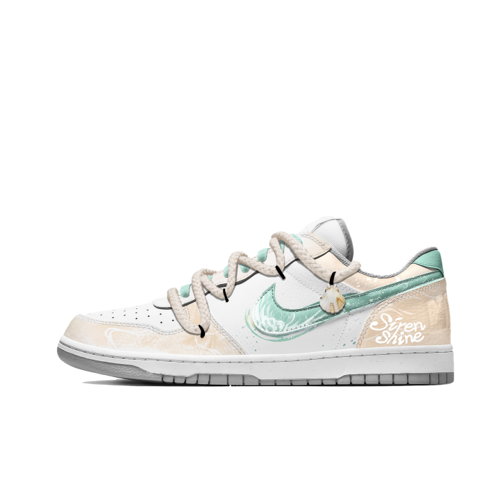 Nike Custom Shoes Nike Big Low Lux Beach Time Low top Skateboard Shoes Men's Cyan Yellow