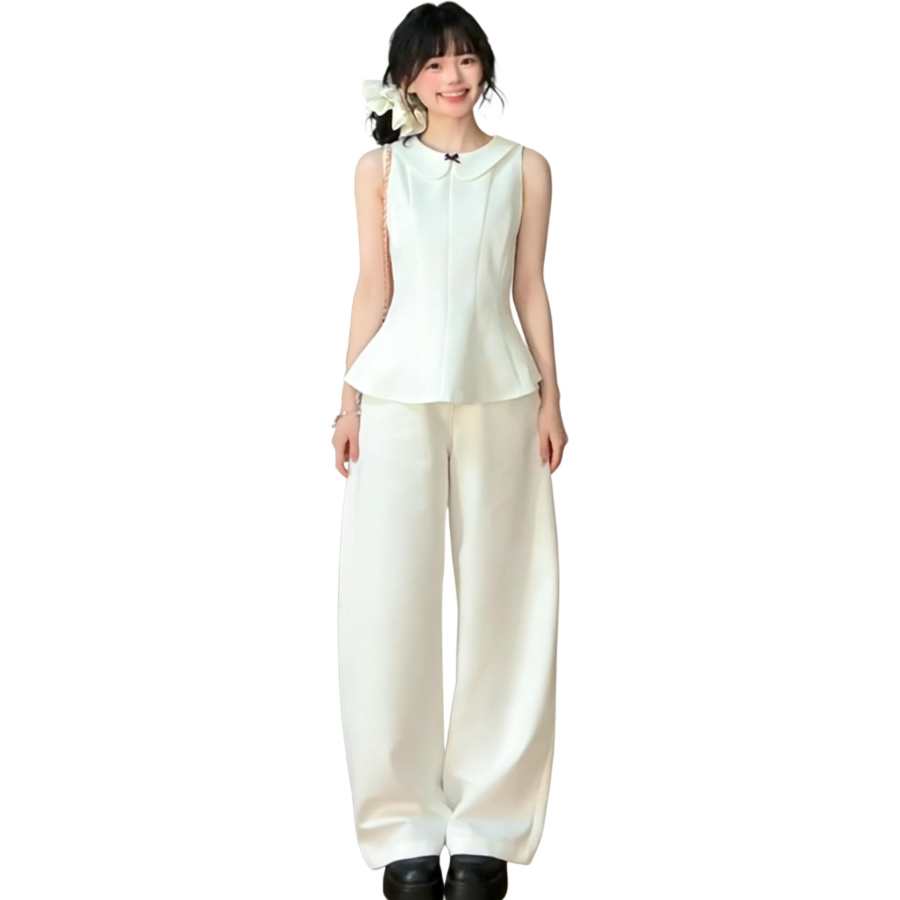 JBBCN T Shirts Women's White Peter Pan Collar