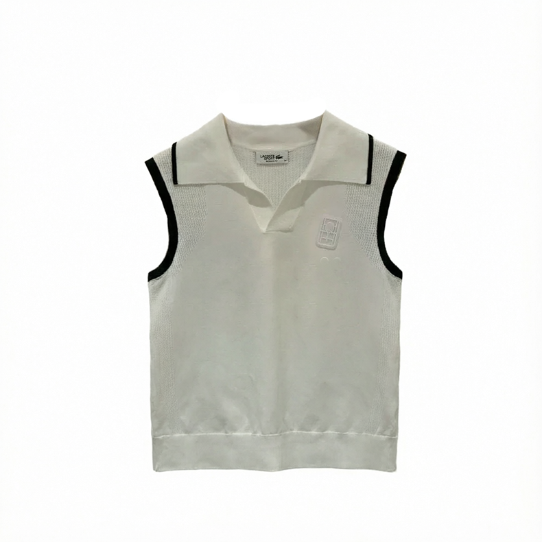 LACOSTE Knitwear Women's 001/White V Neck Moderate