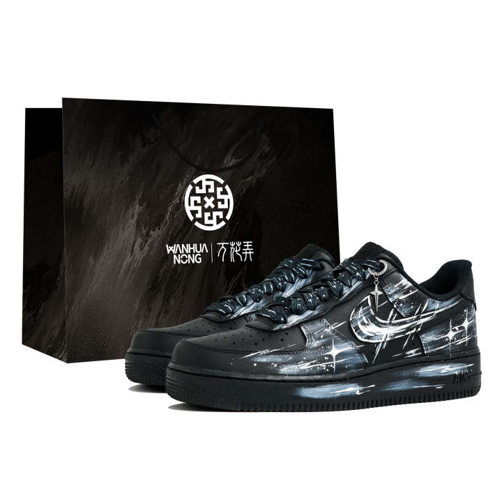 Nike Nike Air Force 1 Kaleidoscope, Night Sky Star Trace, Shopping Bag Abrasion Resistant Low top Skateboard Shoes Men's