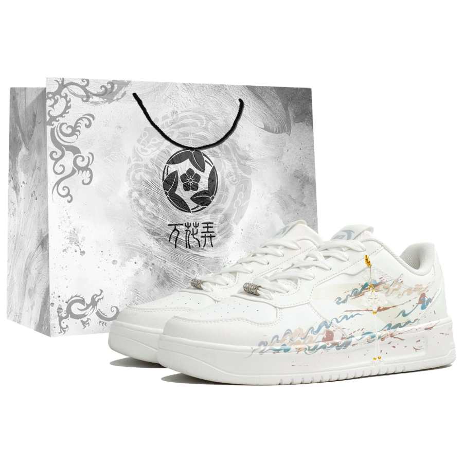 Anta Easy Slip Resistant Abrasion Resistant Low top Skateboard Shoes Unisex White Gold