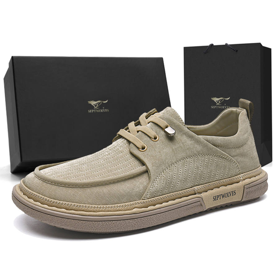 SEPTWOLVES Vintage Workwear Canvas Shoes Fabric Low top Skateboard Shoes Men's