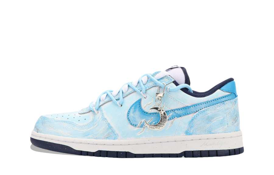 Nike Nike Big Water Ripple, Vast As The Sea Abrasion Resistant Slip Resistant Low top Skateboard Shoes Unisex White Blue