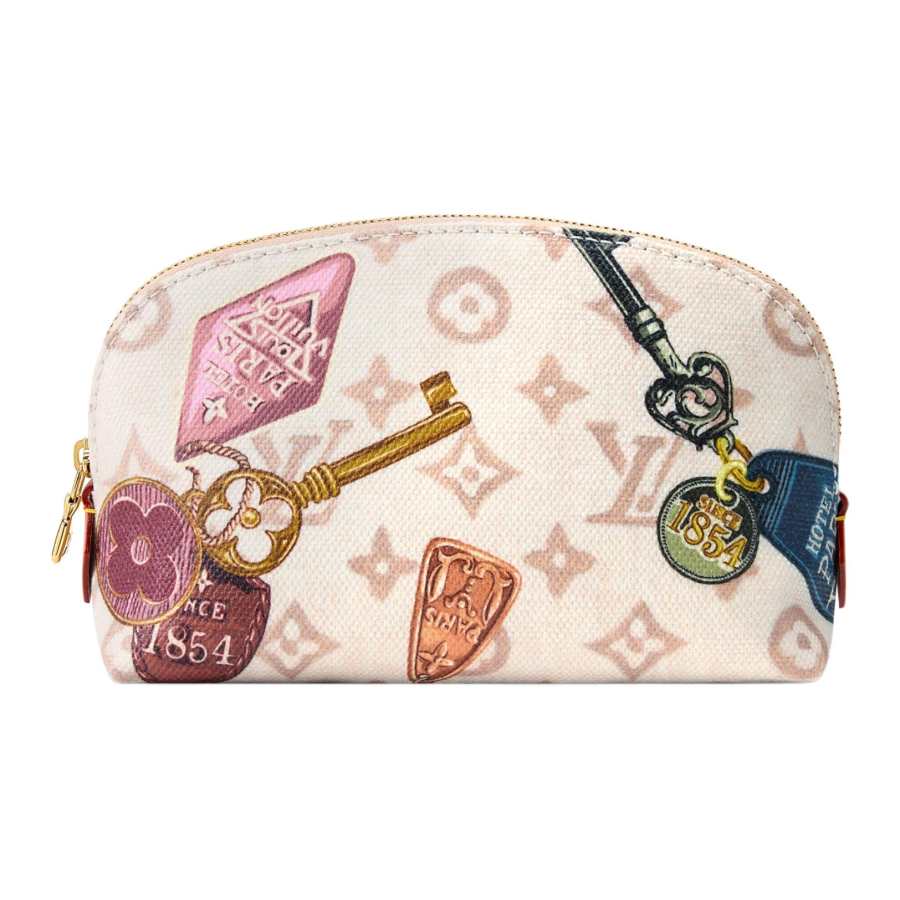 LOUIS VUITTON Monogram Dune Coated Canvas Makeup Bag Small Women's Beige