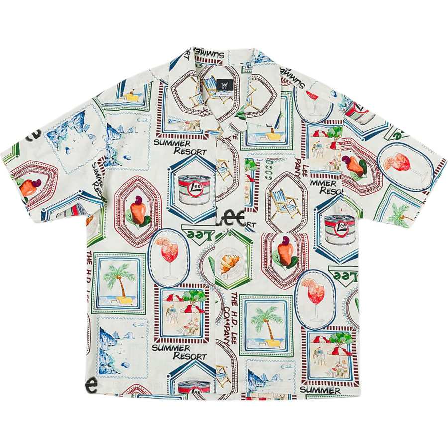 Lee Lee Shirts Men's Milk White Lapel Moderate
