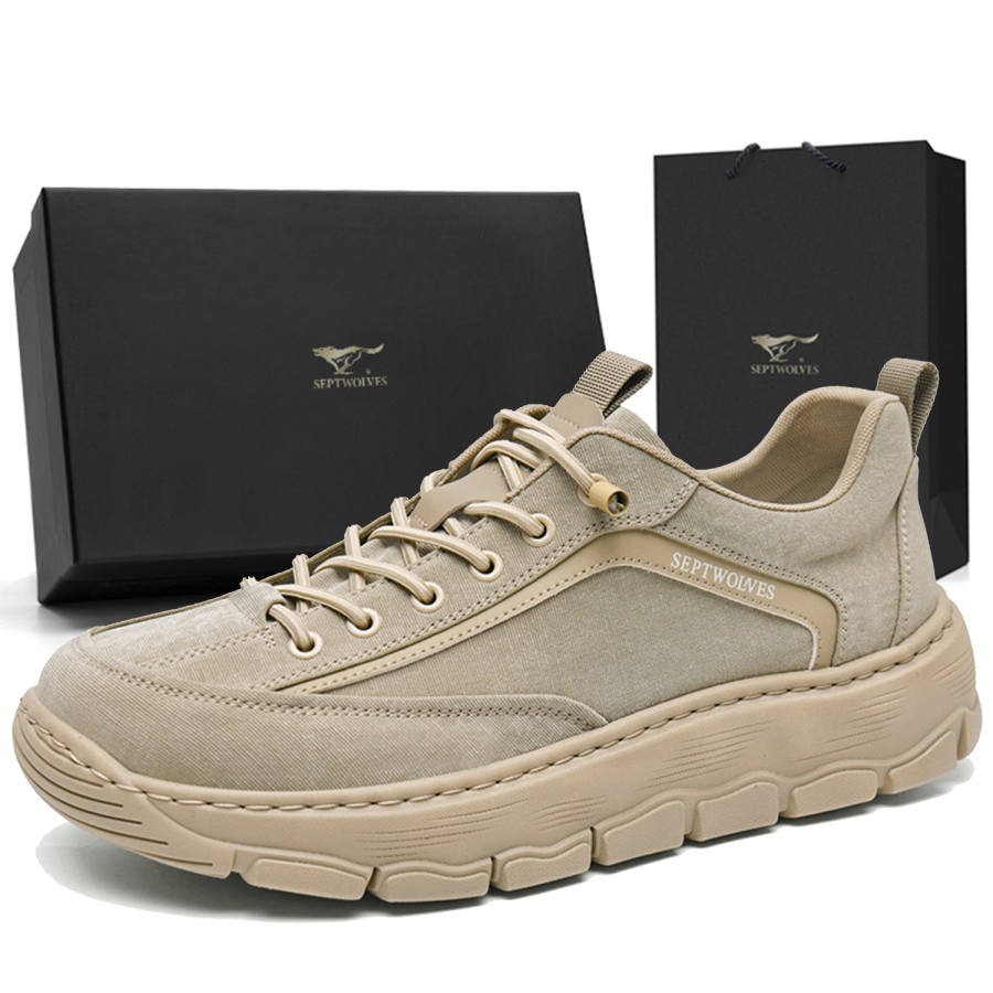 SEPTWOLVES Vintage Platform Workwear Athletic Shoes Synthetic Leather, Textile Low top Casual Shoes Men's