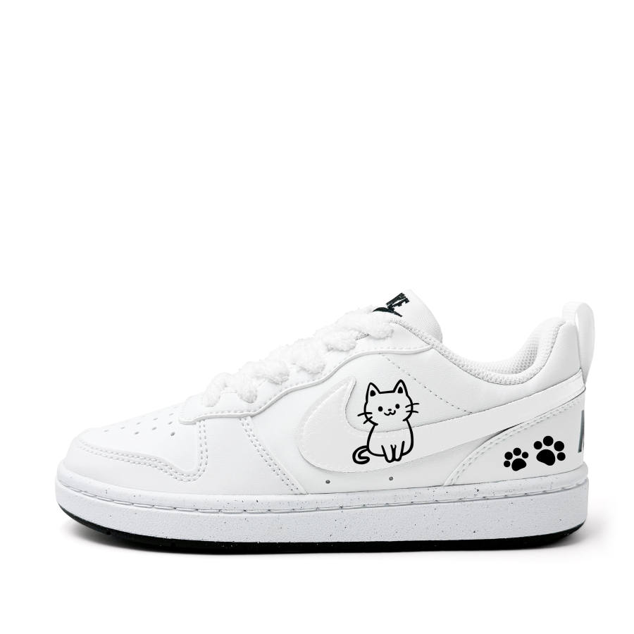 Nike Nike Court Borough Well Behaved Kitten Synthetic Leather Abrasion Resistant Low top Kids' Skateboarding Shoes White