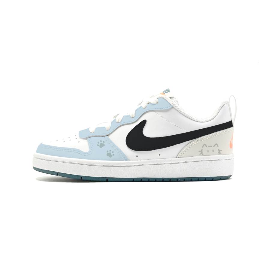 Nike Nike Court Borough 2 Star Trace Blue Leather Slip Resistant Abrasion Resistant Low top Kids' Skateboarding Shoes Unisex