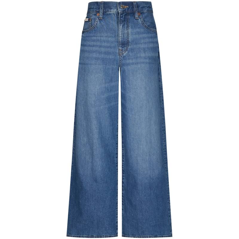 Calvin Klein Jeans Women's YLQ Denim Blue Moderate Wide Leg Pants