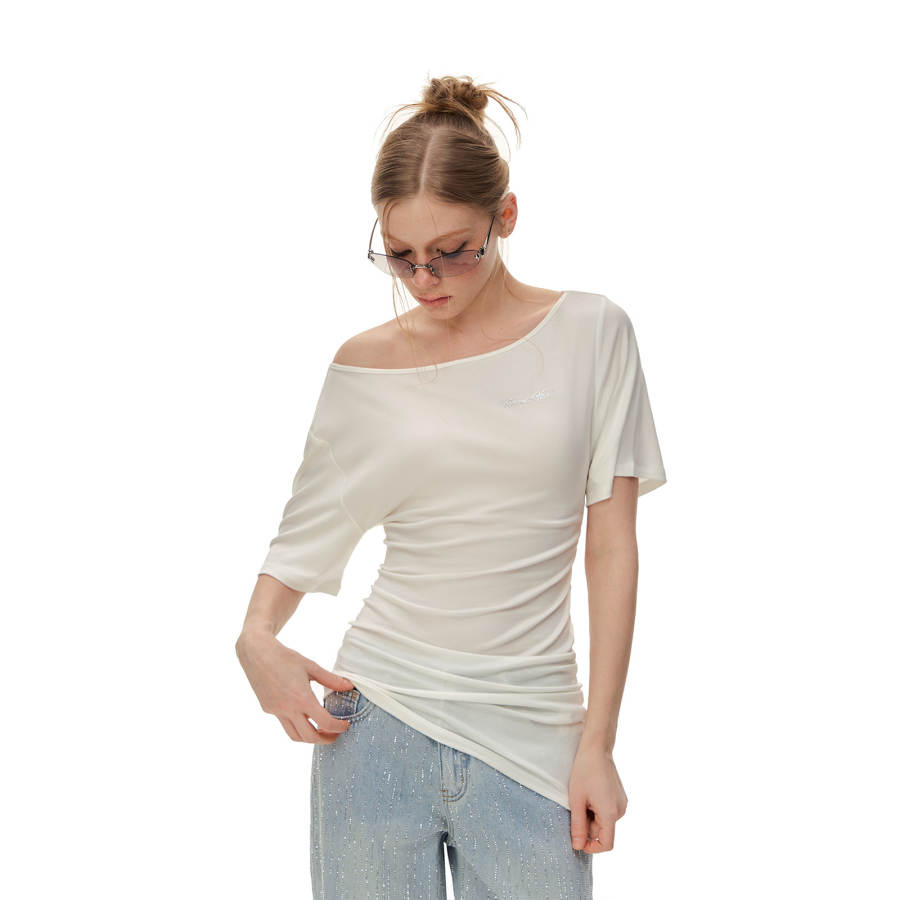CLIMAX VISION T Shirts Women's Asymmetrical Collar Thin Straight Fit