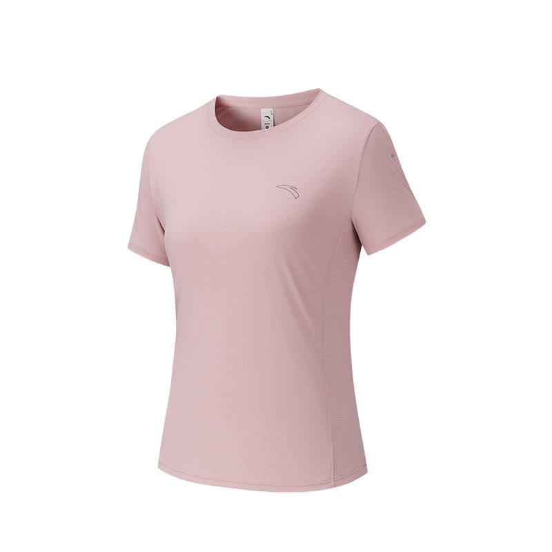 ANTA T Shirts Women's Soft Pink 3 Crew Neck Moderate Straight Fit