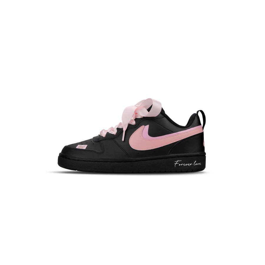 Nike Nike Court Borough 2 Synthetic Leather Abrasion Resistant Slip Resistant Low top Skateboard Shoes Women's Pink Black