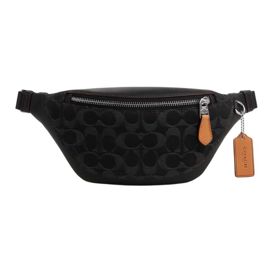 COACH Warren Fabric With Cow Leather Shoulder Bag, Crossbody Bag Large Unisex Charcoal Black