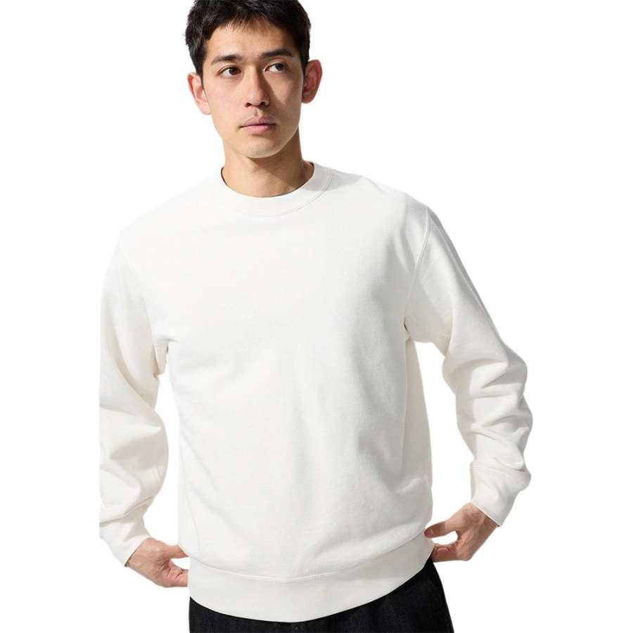 UNIQLO Sweatshirts Unisex Ivory Crew Neck Moderate Regular
