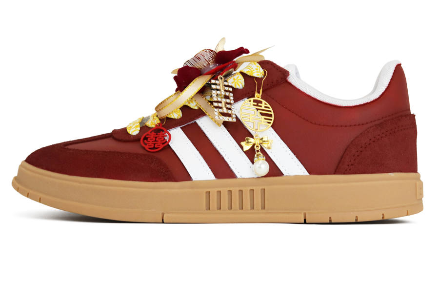 Adidas Adidas Gradas Crimson Joy Gift Suede Abrasion Resistant Slip Resistant Low top Skateboard Shoes Unisex Red
