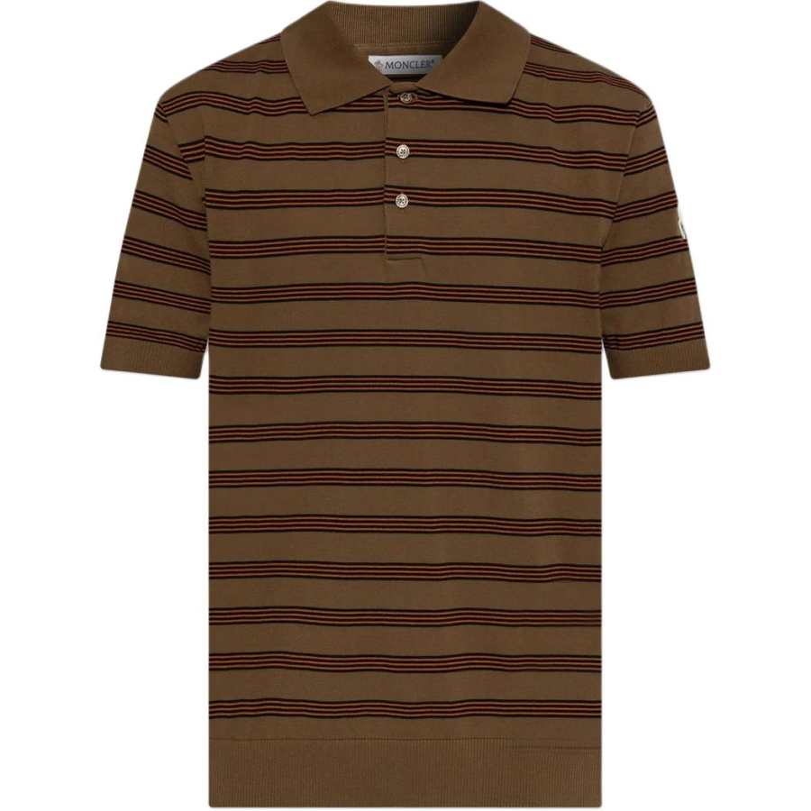 Moncler SS26 Striped Logo Patch Shirt Polo Shirt Men's