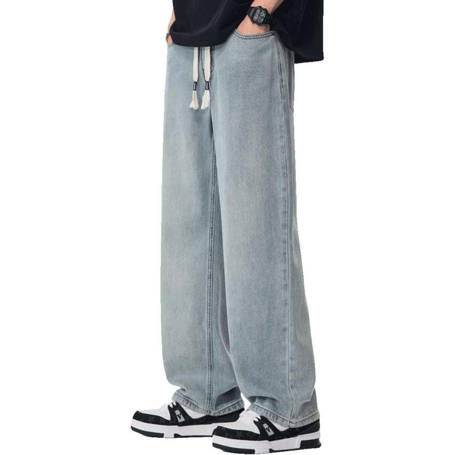 Tonlion Jeans Unisex Light Blue Moderate Straight Fit Pants