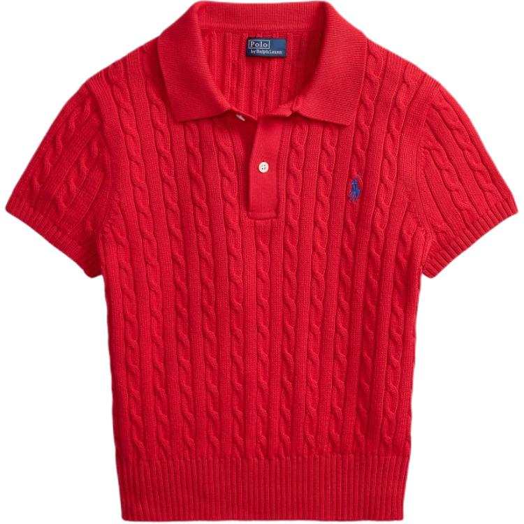 Polo Ralph Lauren cropped cable-knit polo shirt