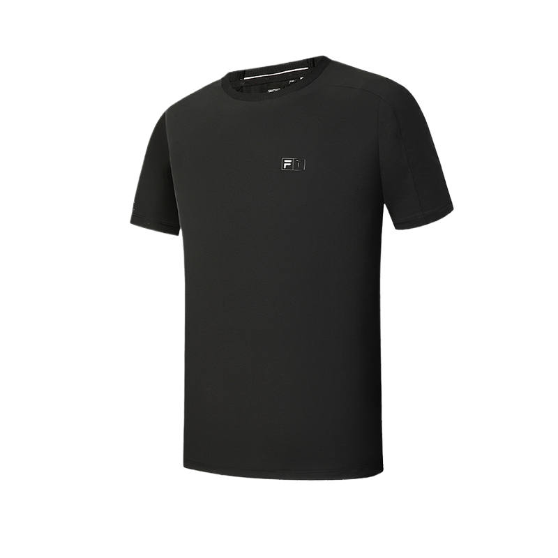 FILA Golf T Shirts Men's Pitch Black Crew Neck Moderate