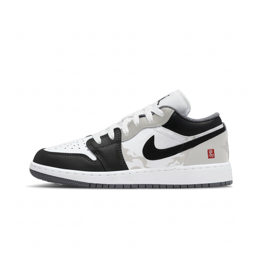 Jordan Jordan Air Jordan 1 Ink Well Horse Shadow Slip Resistant Abrasion Resistant Low top Children's Basketball Shoes