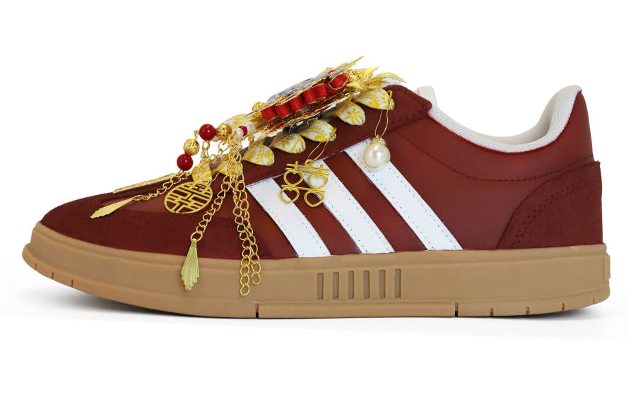 Adidas Adidas Gradas Golden Jade Perfect Match Suede Abrasion Resistant Slip Resistant Low top Skateboard Shoes Unisex Red