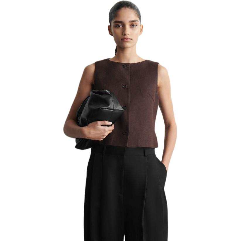 COS Vests Women's Brown Moderate Business Suit